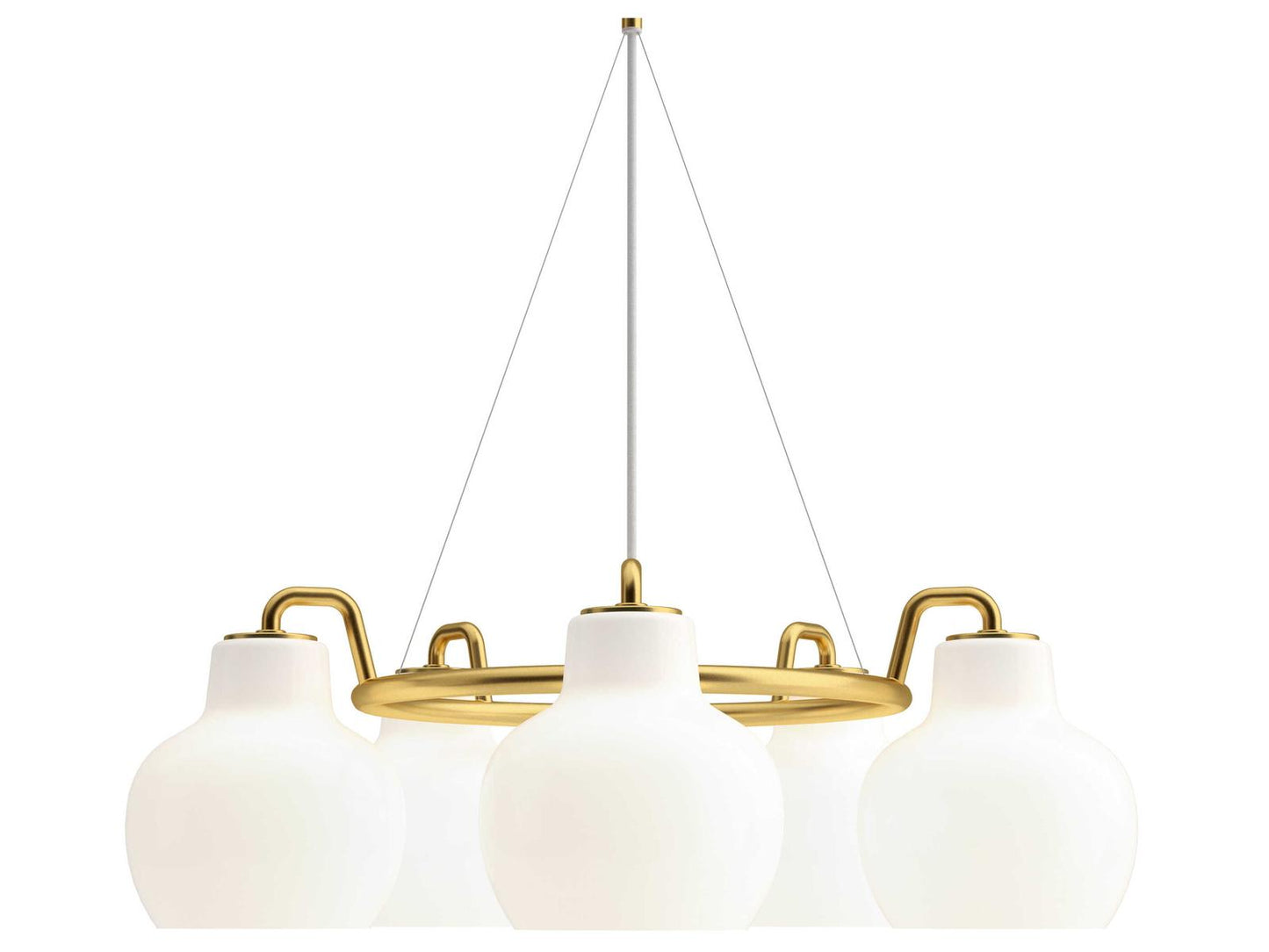Louis Poulsen 5-Light VL Ring Crown Chandelier Polished Brass Opal Glass