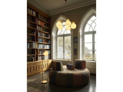 Louis Poulsen 5-Light VL Ring Crown Chandelier Polished Brass Opal Glass