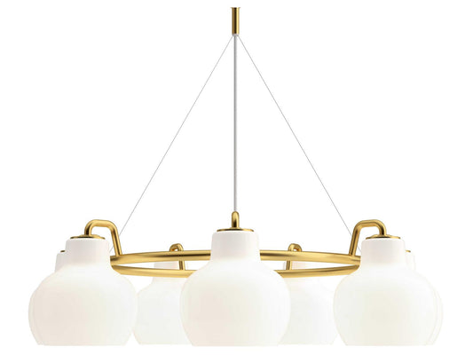 Louis Poulsen VL Ring Crown 7-Light Polished Brass White Chandelier