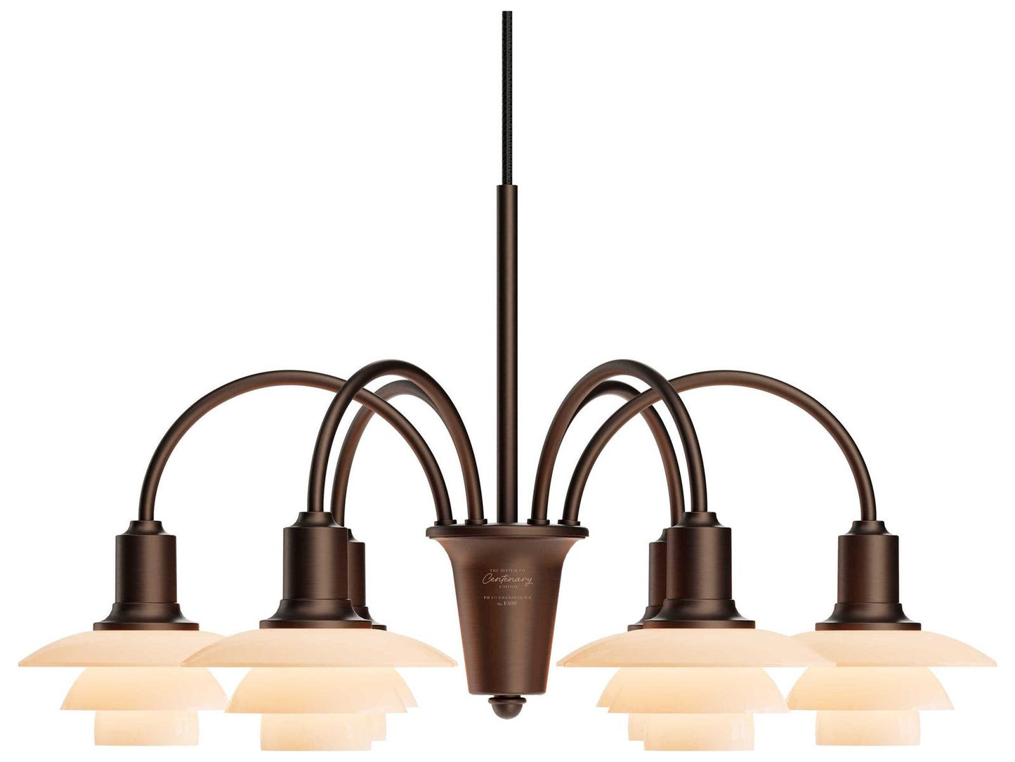 Louis Poulsen PH 1 1 6-Light Aged Brass Dusty Terracotta Chandelier