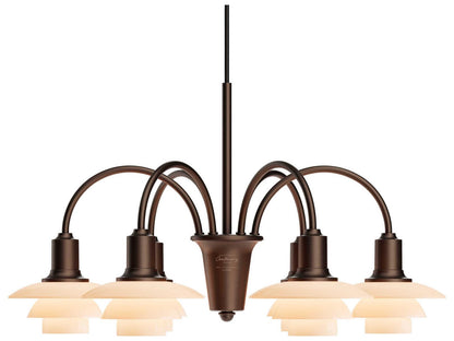 Louis Poulsen PH 1 1 6-Light Aged Brass Dusty Terracotta Chandelier