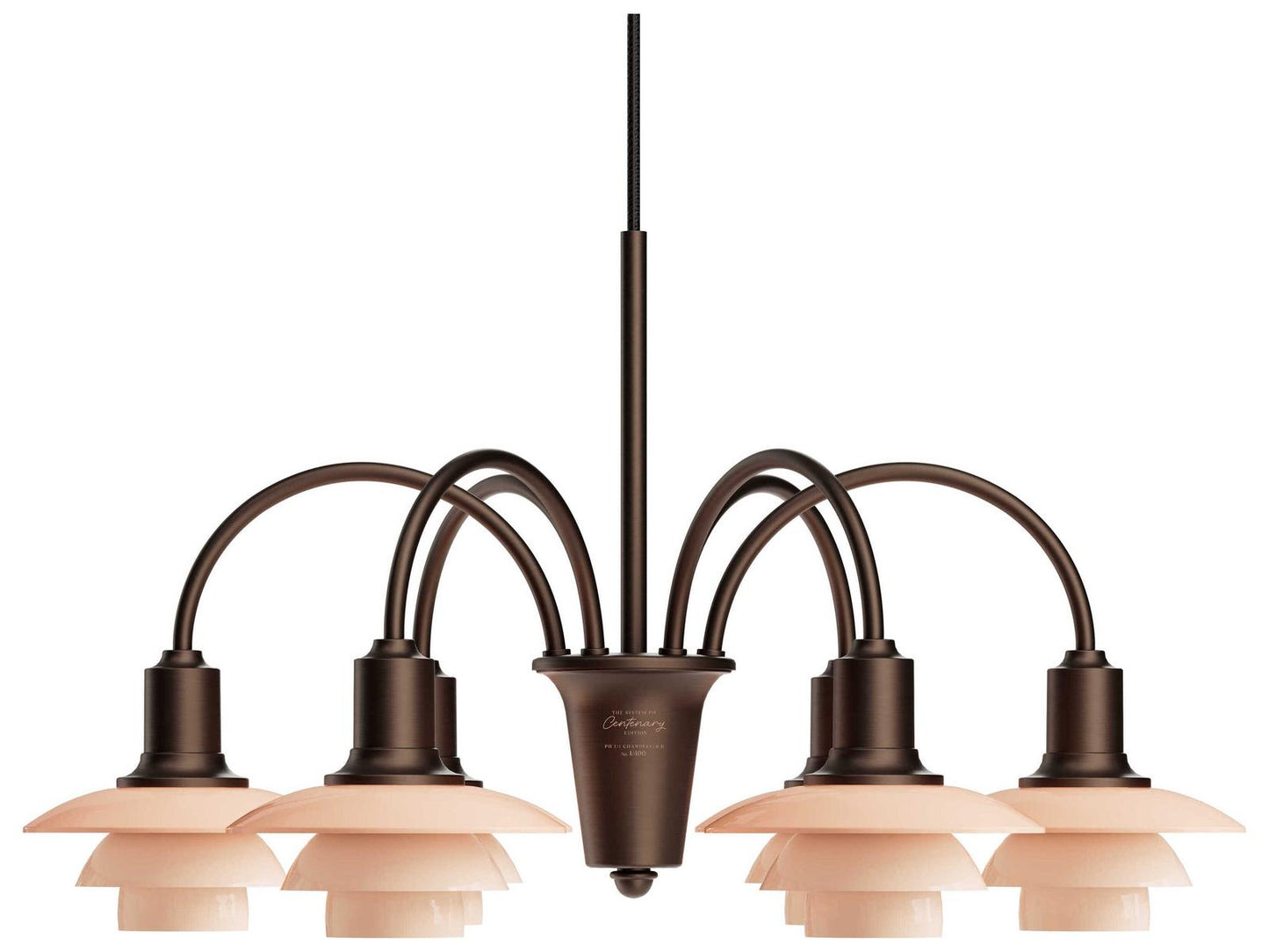 Louis Poulsen PH 1 1 6-Light Aged Brass Dusty Terracotta Chandelier