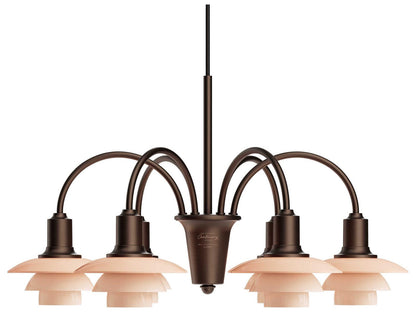 Louis Poulsen PH 1 1 6-Light Aged Brass Dusty Terracotta Chandelier