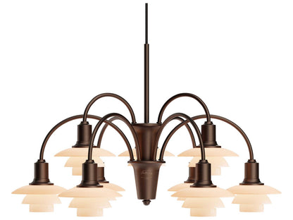 Louis Poulsen PH 1 1 Centenary Edition 9-Light Chandelier Aged Brass Dusty Terracotta