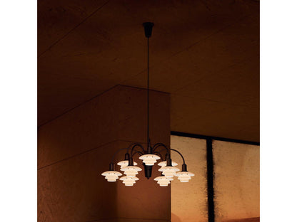 Louis Poulsen PH 1 1 Centenary Edition 9-Light Chandelier Aged Brass Dusty Terracotta