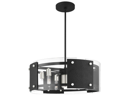 Livex Lighting Barcelona 7-Light Black Brushed Nickel Glass Drum Chandelier