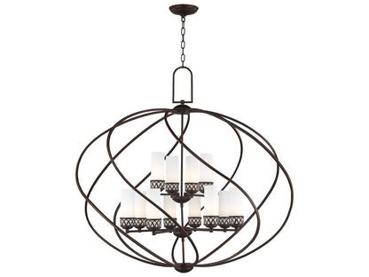 Livex Lighting Westfield 12-Light Foyer Chandelier in Olde Bronze with Satin Opal White Glass