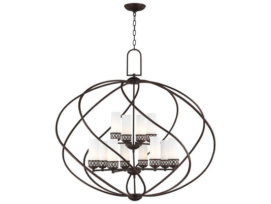 Livex Lighting Westfield 12-Light Foyer Chandelier in Olde Bronze with Satin Opal White Glass
