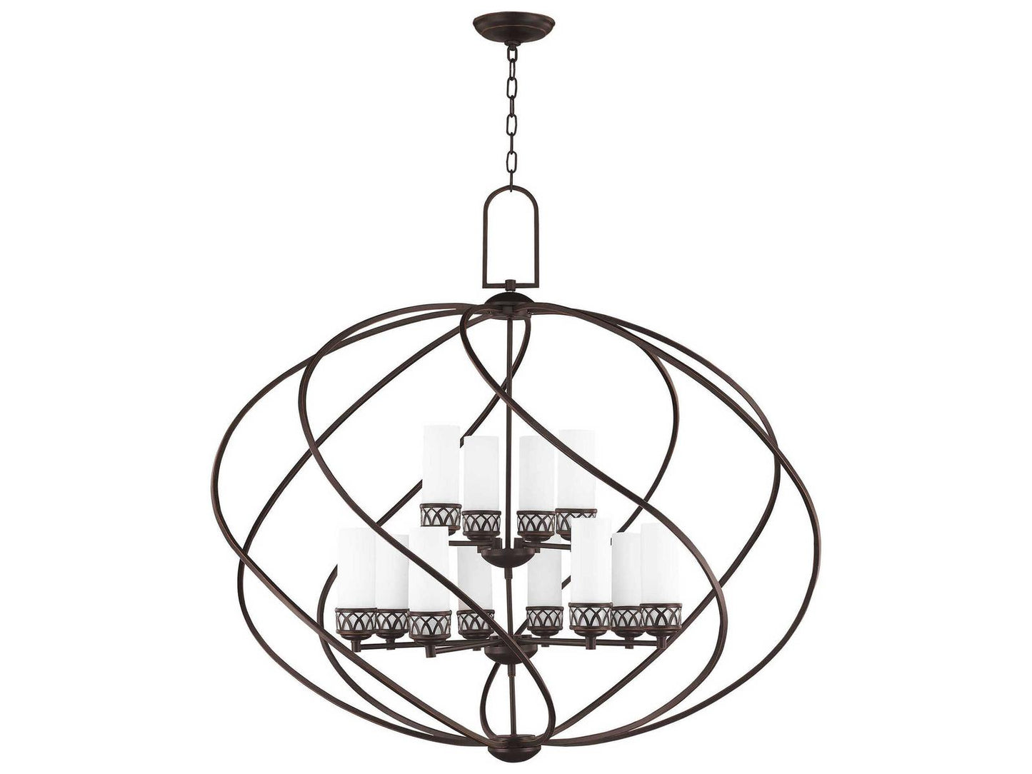 Livex Lighting Westfield 12-Light Foyer Chandelier in Olde Bronze with Satin Opal White Glass