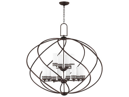 Livex Lighting Westfield 12-Light Foyer Chandelier in Olde Bronze with Satin Opal White Glass