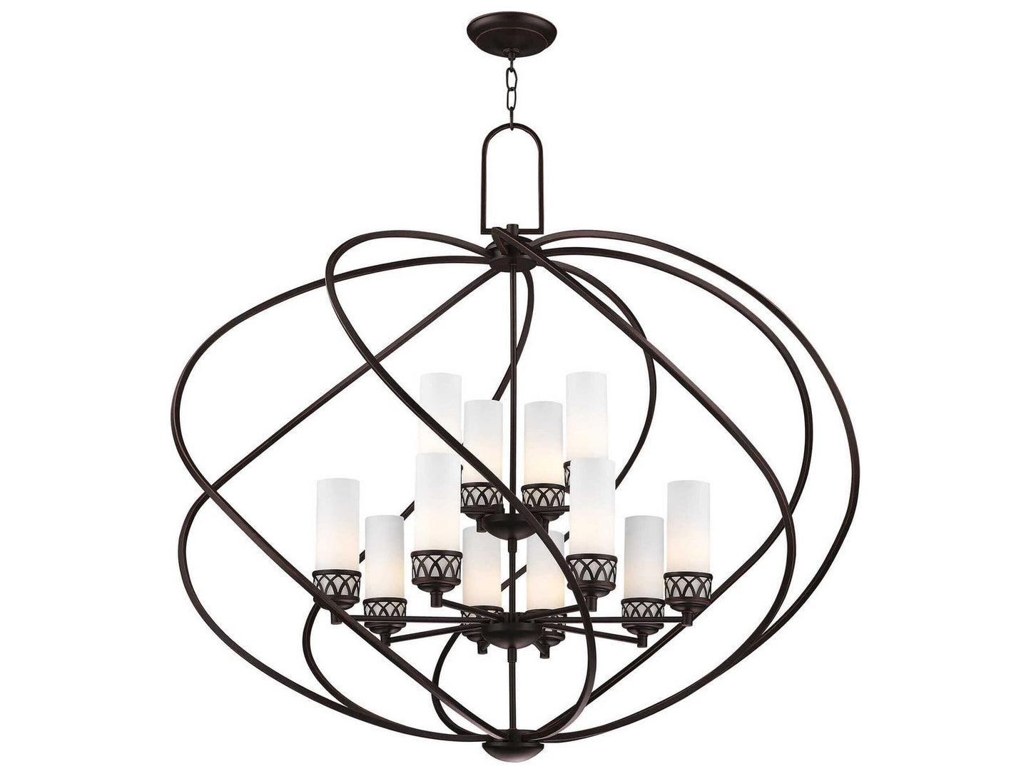 Livex Lighting Westfield 12-Light Foyer Chandelier in Olde Bronze with Satin Opal White Glass