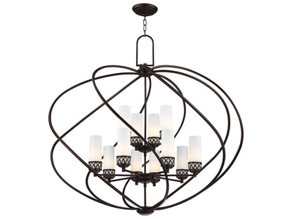 Livex Lighting Westfield 12-Light Foyer Chandelier in Olde Bronze with Satin Opal White Glass