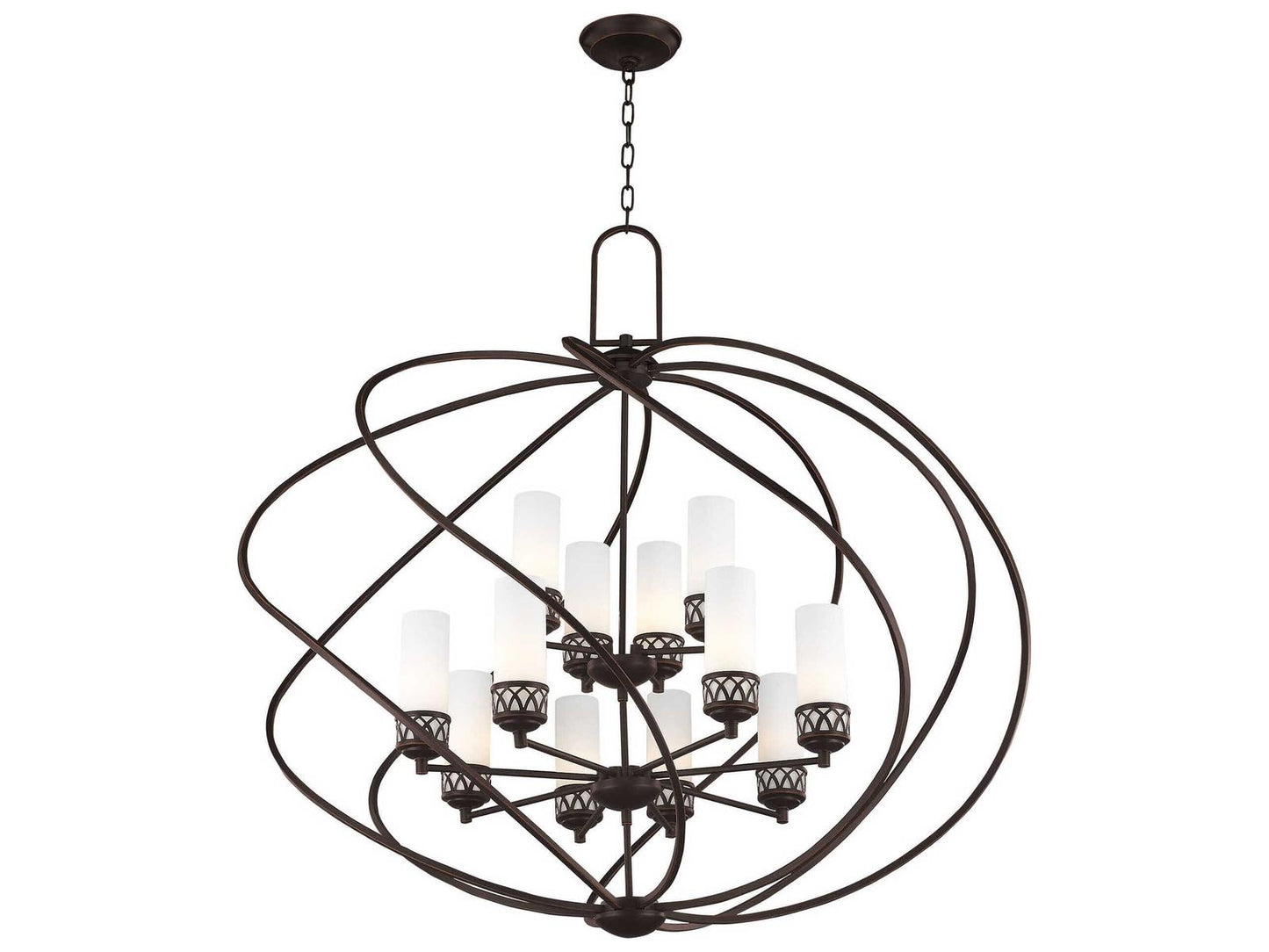 Livex Lighting Westfield 12-Light Foyer Chandelier in Olde Bronze with Satin Opal White Glass