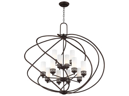 Livex Lighting Westfield 12-Light Foyer Chandelier in Olde Bronze with Satin Opal White Glass
