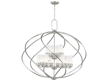 Livex Lighting Westfield 12-Light Brushed Nickel Glass Candelabra Tiered Chandelier