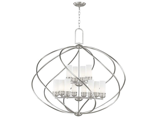 Livex Lighting Westfield 12-Light Brushed Nickel Glass Candelabra Tiered Chandelier