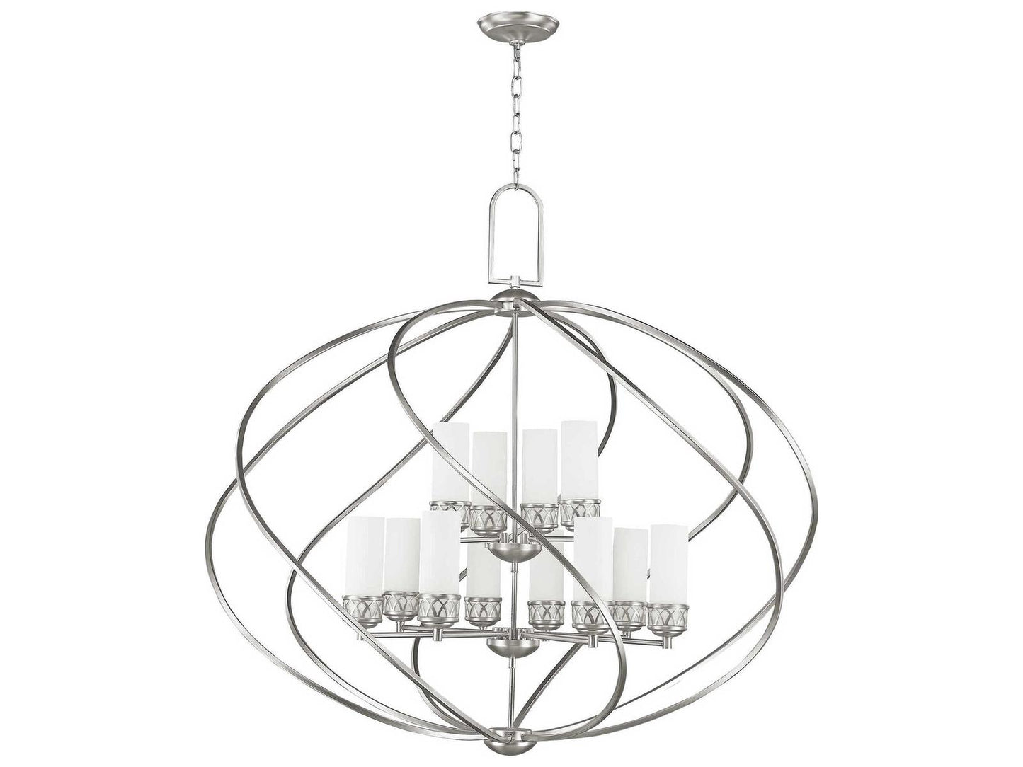 Livex Lighting Westfield 12-Light Brushed Nickel Glass Candelabra Tiered Chandelier