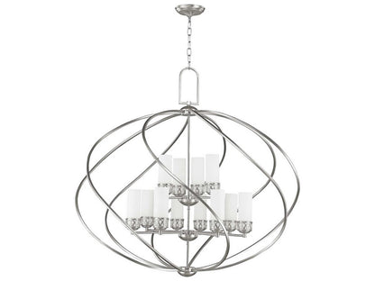 Livex Lighting Westfield 12-Light Brushed Nickel Glass Candelabra Tiered Chandelier