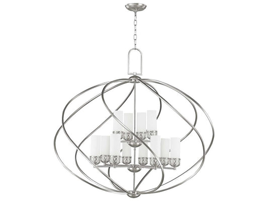Livex Lighting Westfield 12-Light Brushed Nickel Glass Candelabra Tiered Chandelier