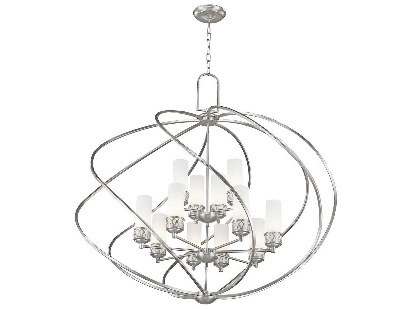 Livex Lighting Westfield 12-Light Brushed Nickel Glass Candelabra Tiered Chandelier