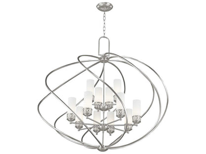Livex Lighting Westfield 12-Light Brushed Nickel Glass Candelabra Tiered Chandelier