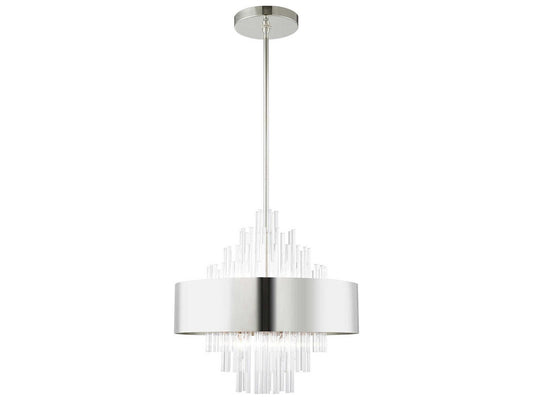 Livex Lighting Orenburg 8-Light Polished Nickel Crystal Candelabra Drum Chandelier