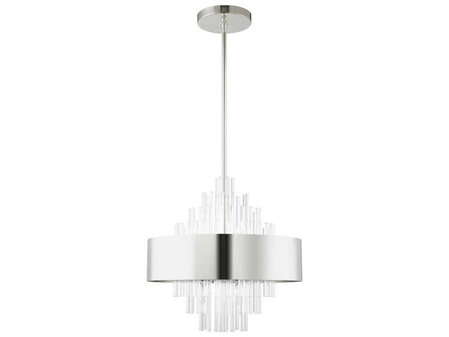 Livex Lighting Orenburg 8-Light Polished Nickel Crystal Candelabra Drum Chandelier