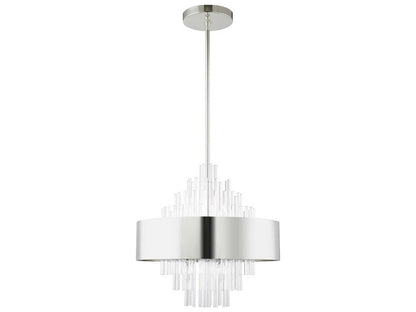 Livex Lighting Orenburg 8-Light Polished Nickel Crystal Candelabra Drum Chandelier