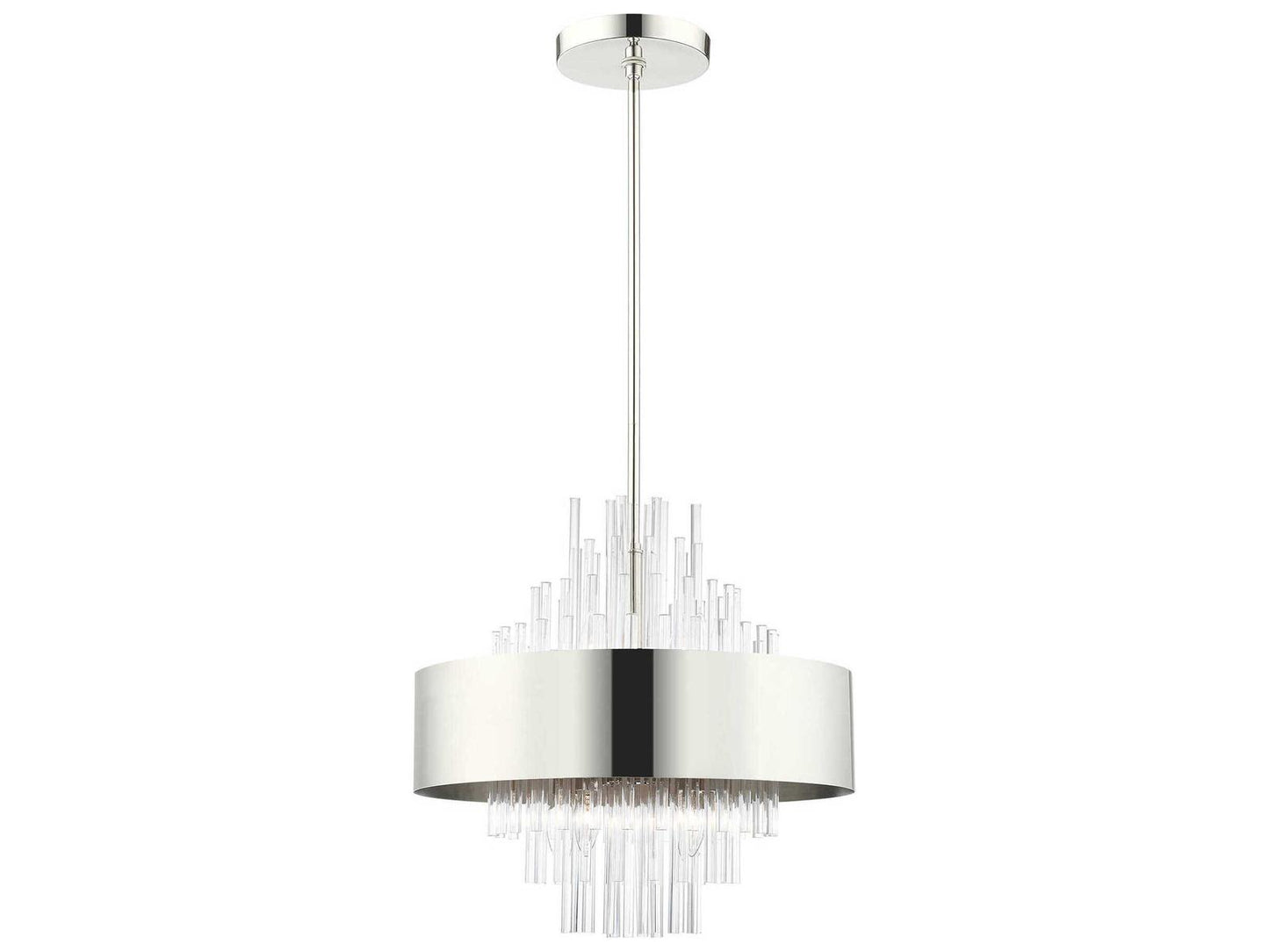 Livex Lighting Orenburg 8-Light Polished Nickel Crystal Candelabra Drum Chandelier