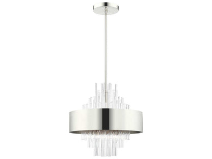 Livex Lighting Orenburg 8-Light Polished Nickel Crystal Candelabra Drum Chandelier