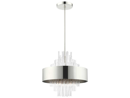 Livex Lighting Orenburg 8-Light Polished Nickel Crystal Candelabra Drum Chandelier