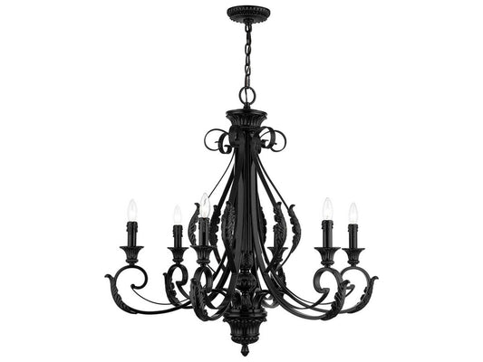 Livex Lighting Valencia 6-Light Shiny Black Candelabra Chandelier