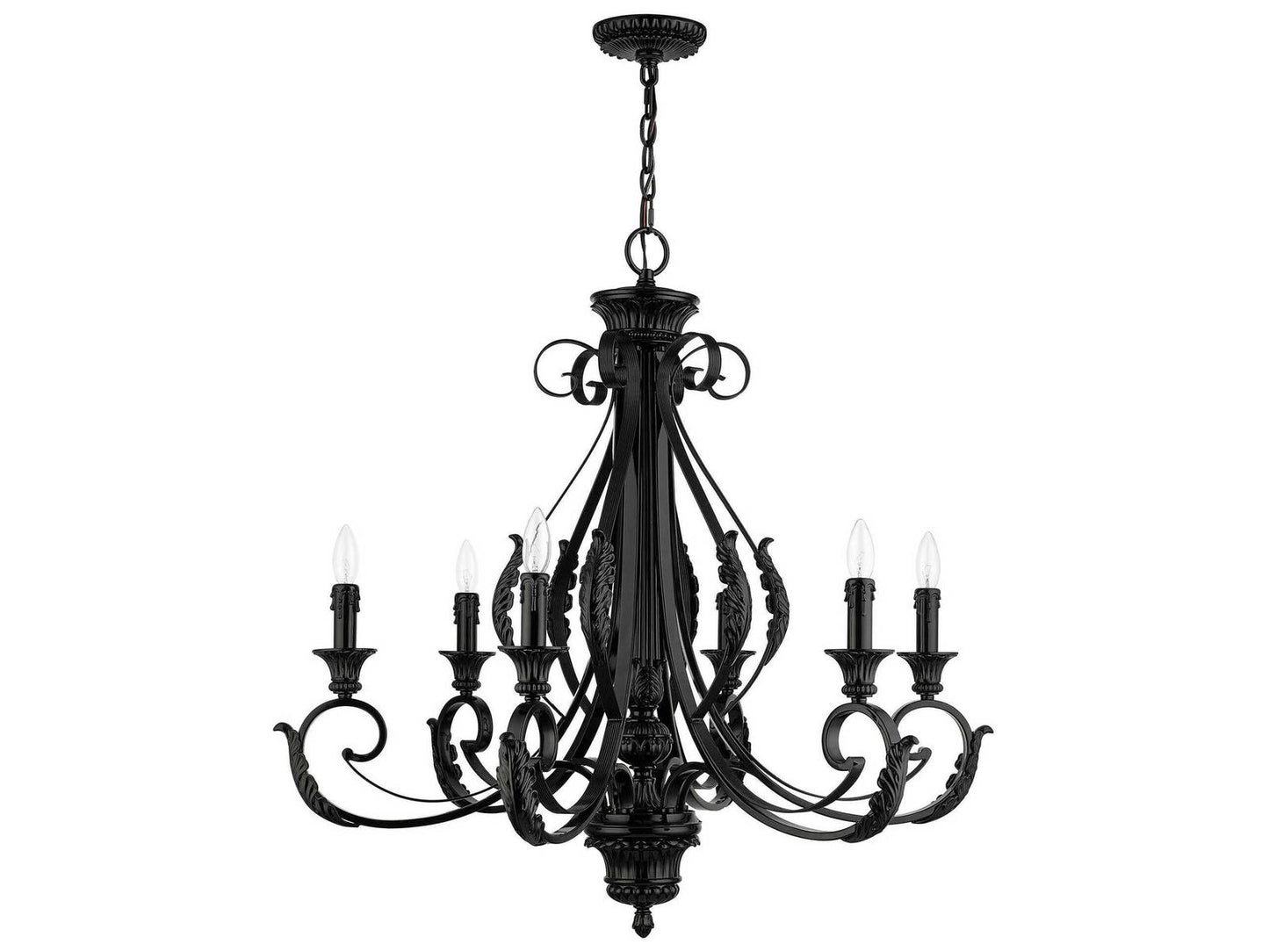 Livex Lighting Valencia 6-Light Shiny Black Candelabra Chandelier