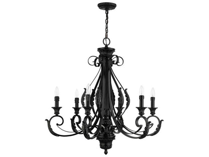 Livex Lighting Valencia 6-Light Shiny Black Candelabra Chandelier