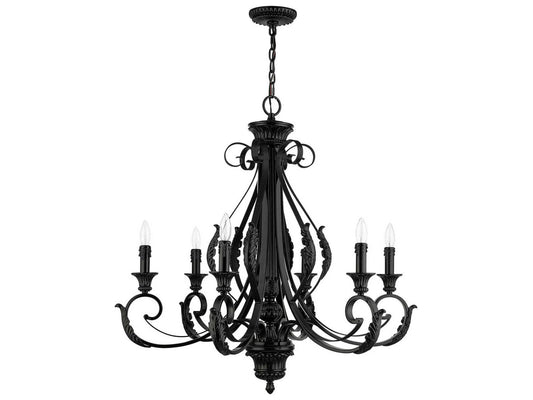 Livex Lighting Valencia 6-Light Shiny Black Candelabra Chandelier