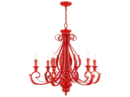 Livex Lighting Valencia 6-Light Chandelier in Shiny Red