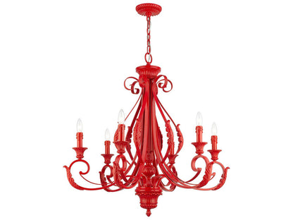Livex Lighting Valencia 6-Light Chandelier in Shiny Red