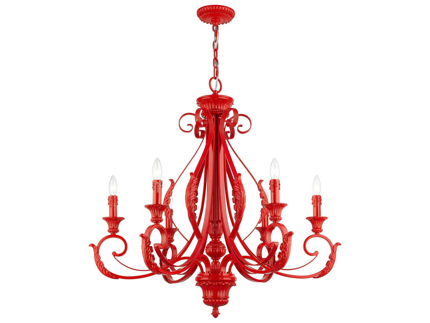 Livex Lighting Valencia 6-Light Chandelier in Shiny Red
