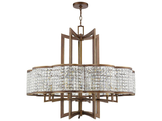 Livex Lighting Grammercy 10-Light Crystal Chandelier in Hand Applied Palacial Bronze