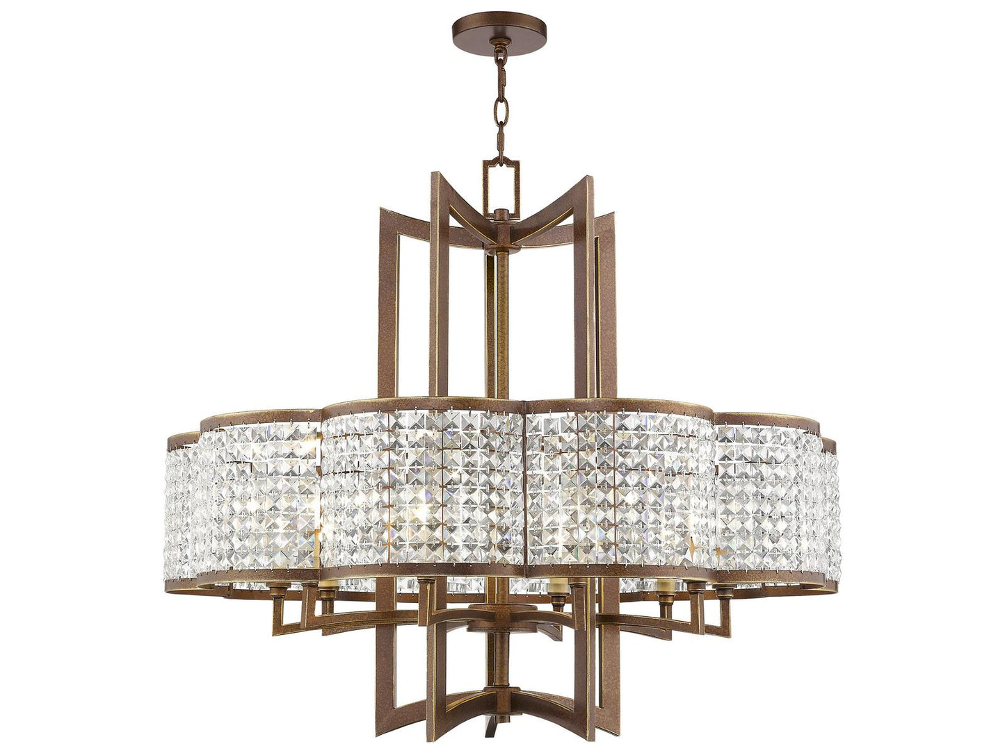 Livex Lighting Grammercy 10-Light Crystal Chandelier in Hand Applied Palacial Bronze