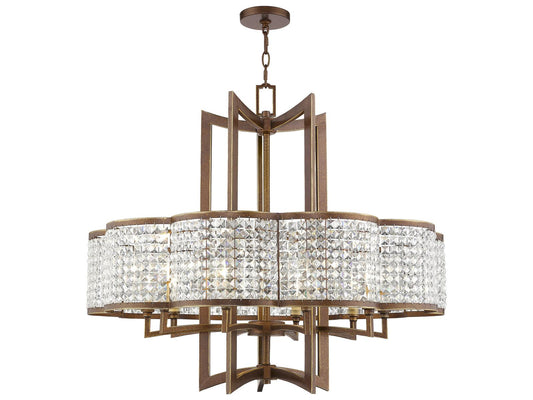 Livex Lighting Grammercy 10-Light Crystal Chandelier in Hand Applied Palacial Bronze