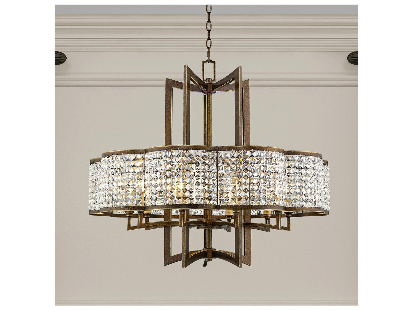 Livex Lighting Grammercy 10-Light Crystal Chandelier in Hand Applied Palacial Bronze