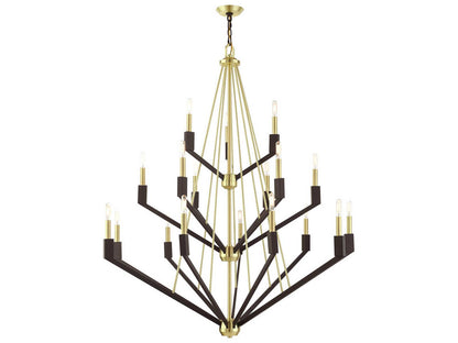Livex Lighting Beckett 18-Light Tiered Chandelier in Satin Brass and Bronze