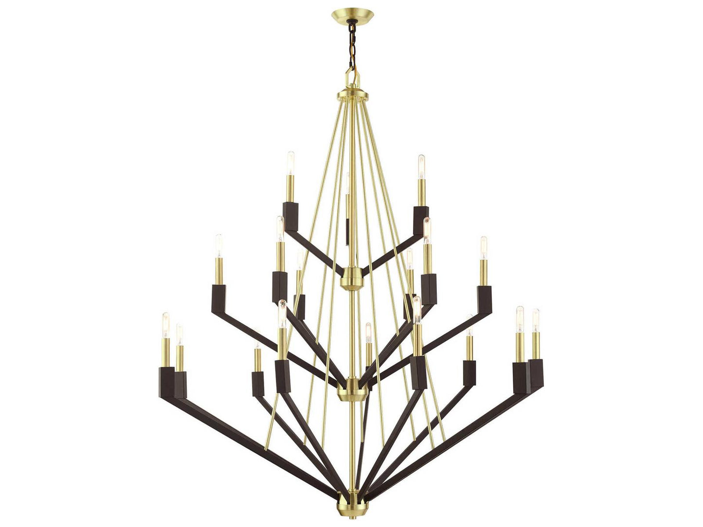 Livex Lighting Beckett 18-Light Tiered Chandelier in Satin Brass and Bronze