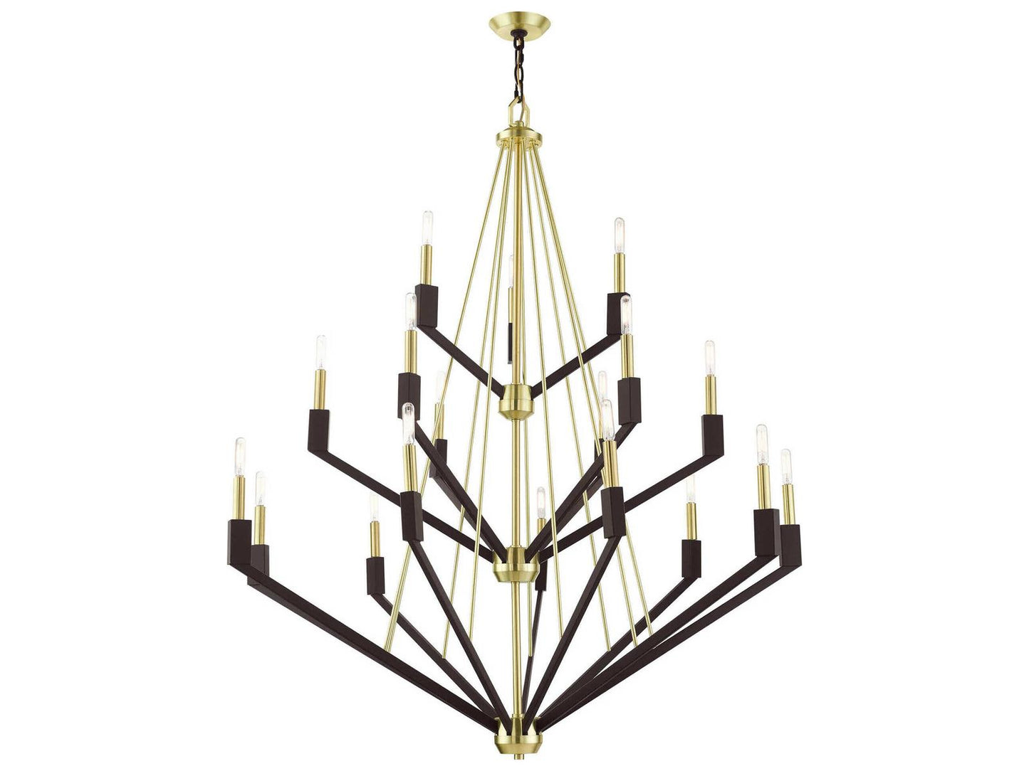 Livex Lighting Beckett 18-Light Tiered Chandelier in Satin Brass and Bronze