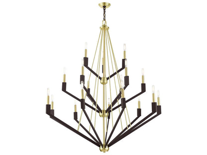 Livex Lighting Beckett 18-Light Tiered Chandelier in Satin Brass and Bronze