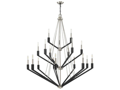 Livex Lighting Beckett 18-Light Candelabra Tiered Chandelier in Brushed Nickel Black