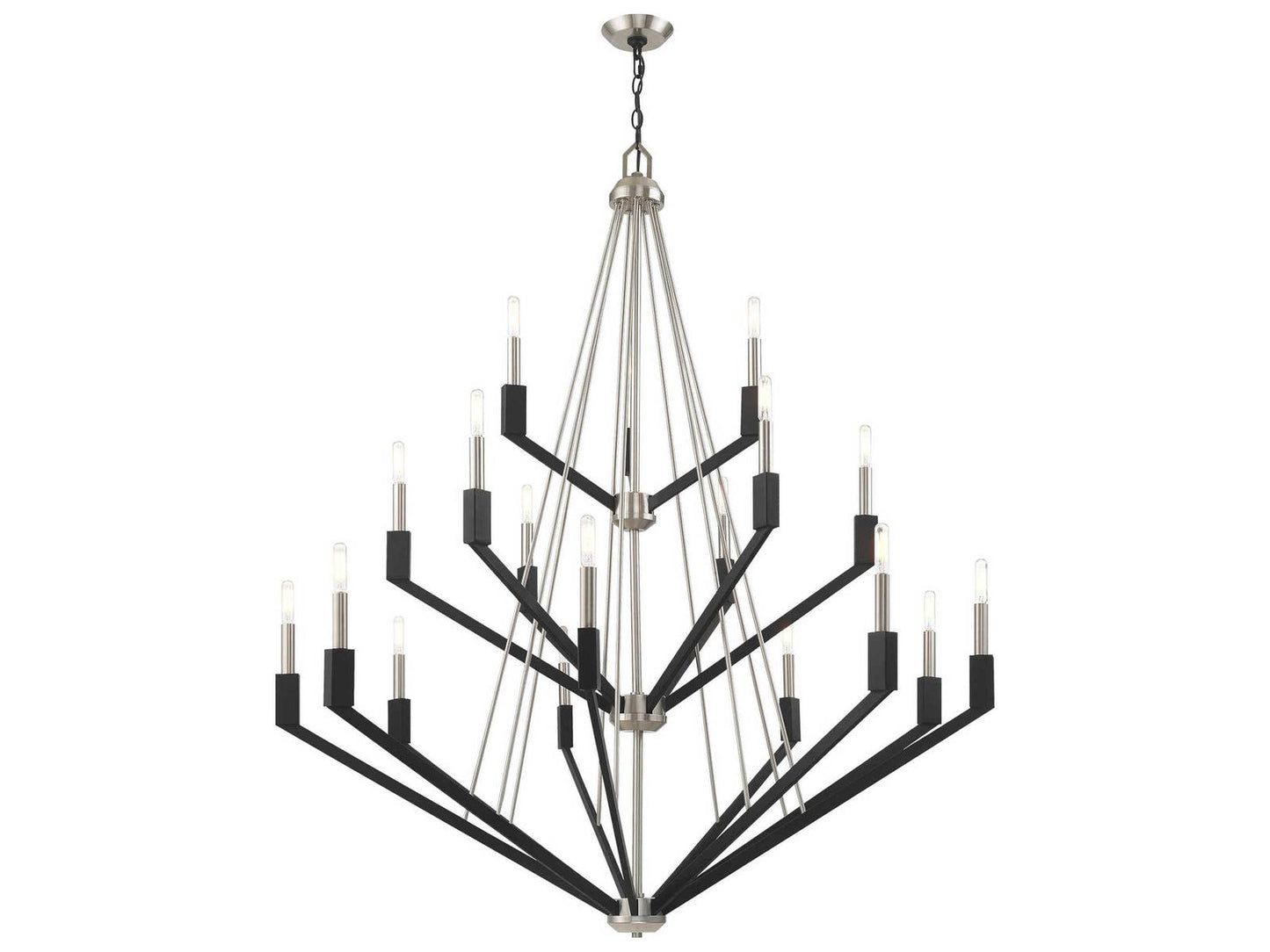 Livex Lighting Beckett 18-Light Candelabra Tiered Chandelier in Brushed Nickel Black