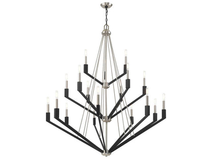 Livex Lighting Beckett 18-Light Candelabra Tiered Chandelier in Brushed Nickel Black