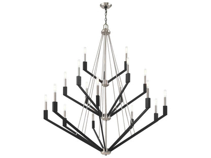 Livex Lighting Beckett 18-Light Candelabra Tiered Chandelier in Brushed Nickel Black